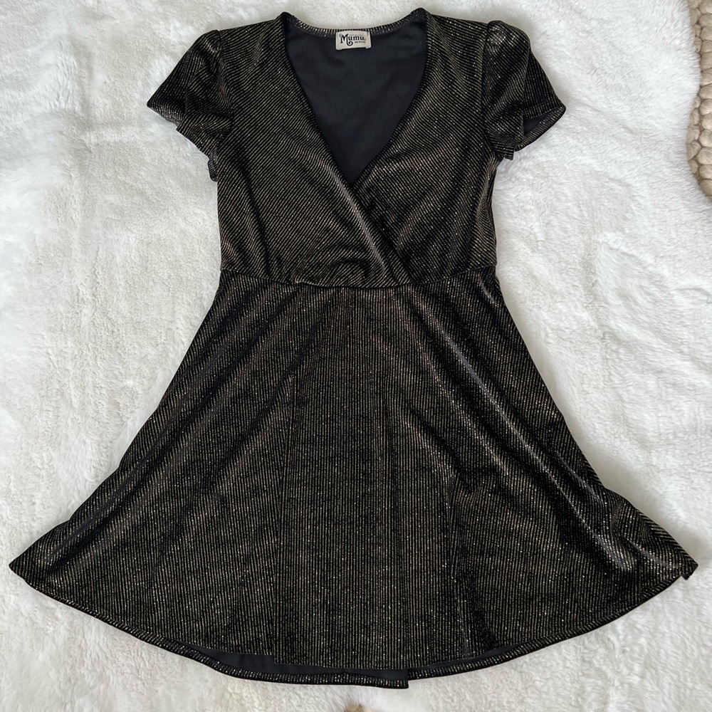 Show Me Your MuMu Gold Striped Party Dress